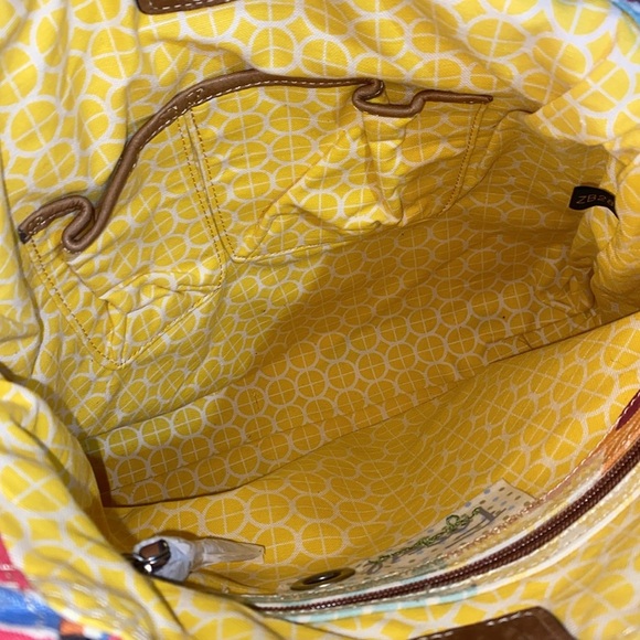 Vintage Fossil Handbag Tote Hobo Canvas Leather Trim Colorful Stripes ๐ - Picture 5 of 16